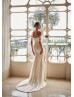 Off Shoulder Ivory Glitter Lace Slit Luxurious Wedding Dress